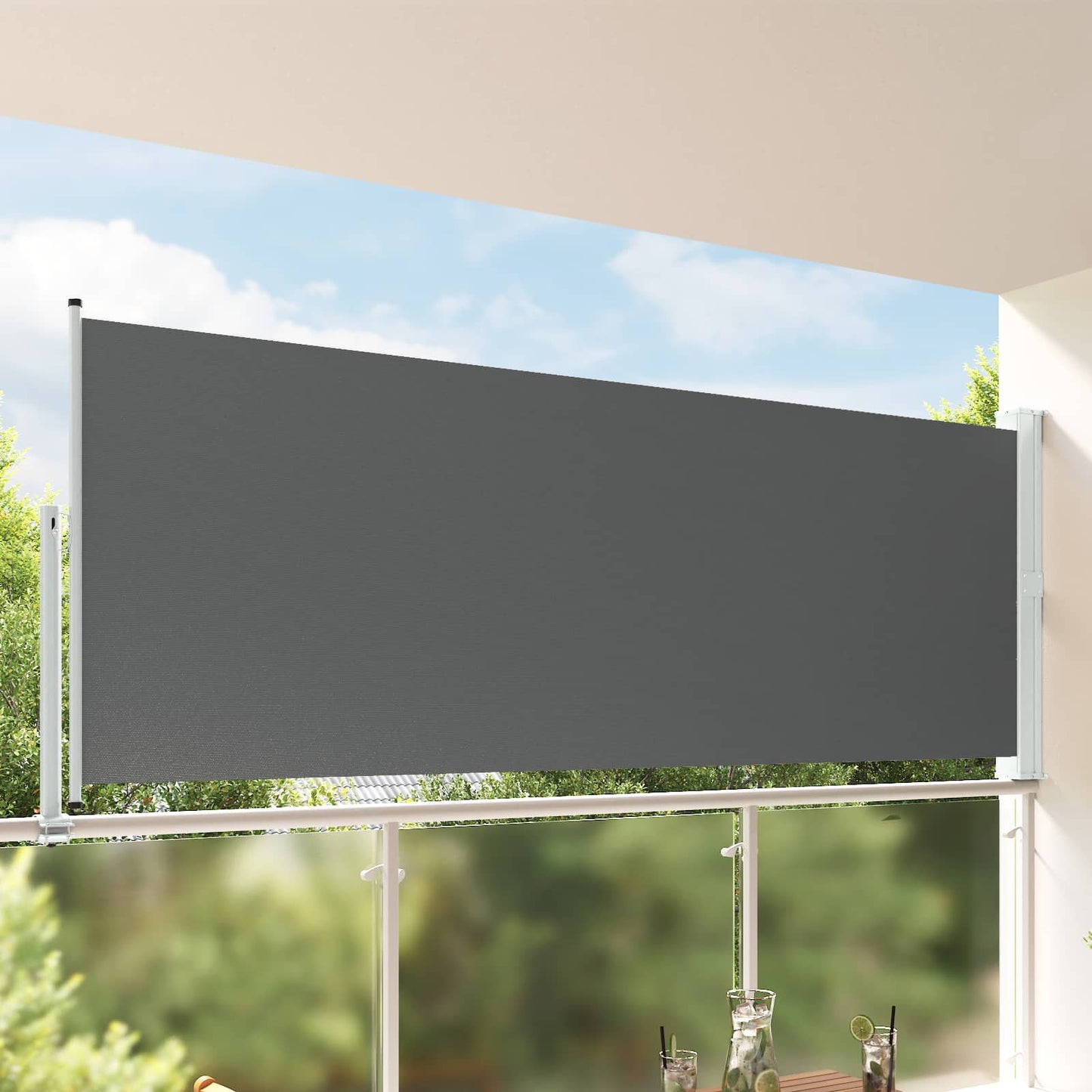 Seitenmarkise 140 x 300 cm 100% Polyester Eisen Stahl
