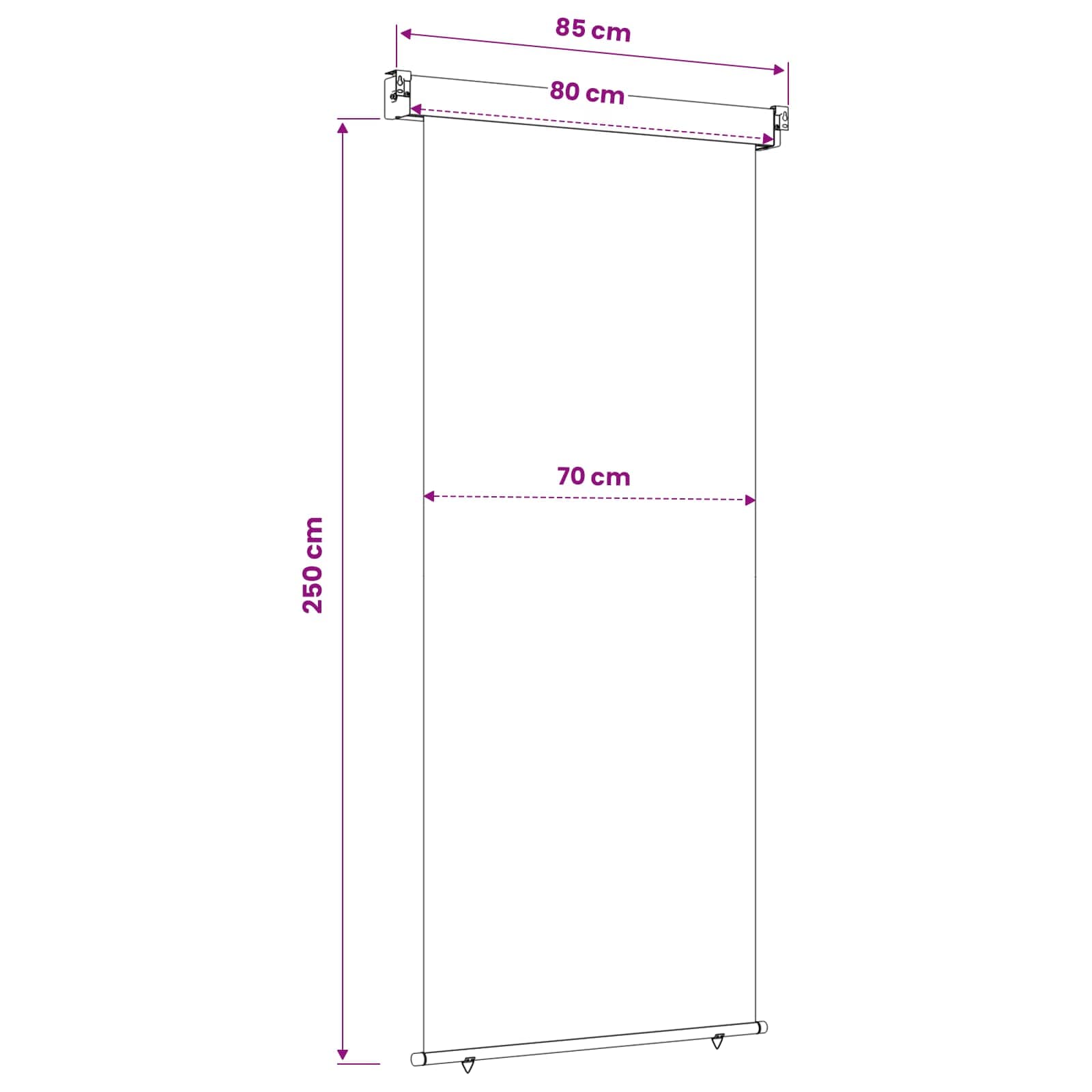 Balkon Seitenmarkise 80 x 250 cm 100% Polyester Eisen Stahl
