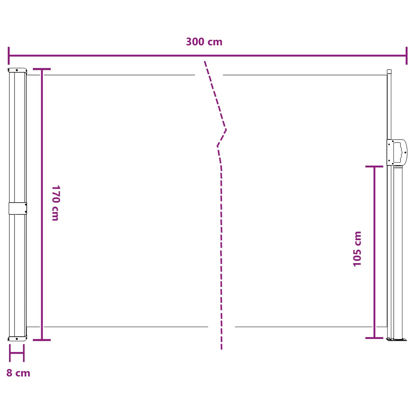 Ausziehbare Seitenmarkise 300 x 170 cm Polyester Rechteckig