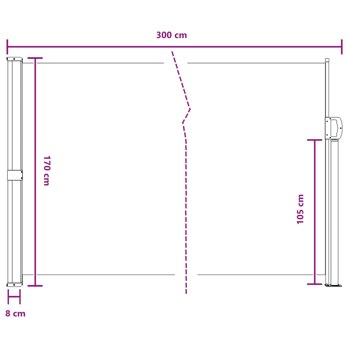 Ausziehbare Seitenmarkise Rechteckig 170 x 300 cm Polyester