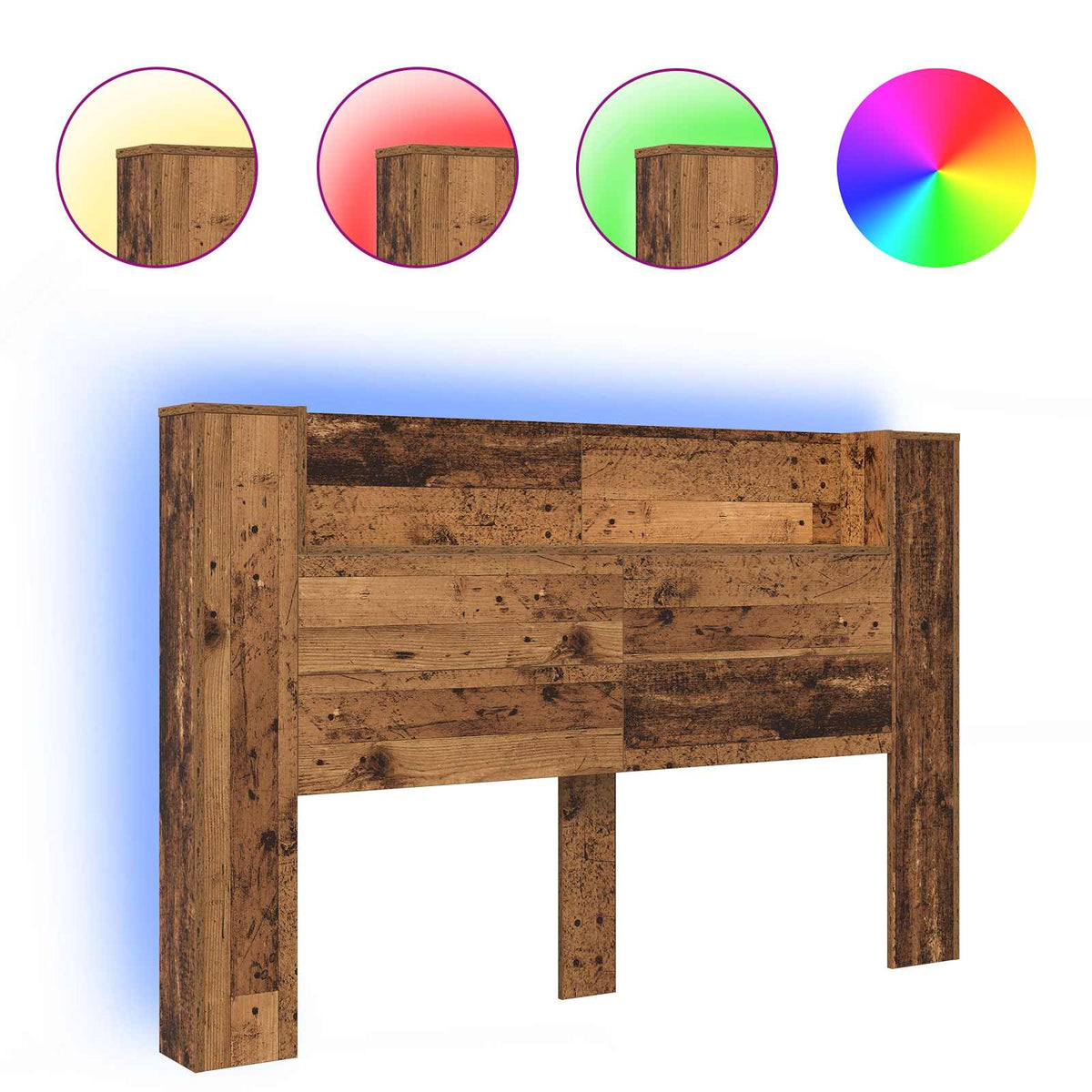 Stauraum Kopfteil mit LED Altholz 160 cm Holzwerkstoff