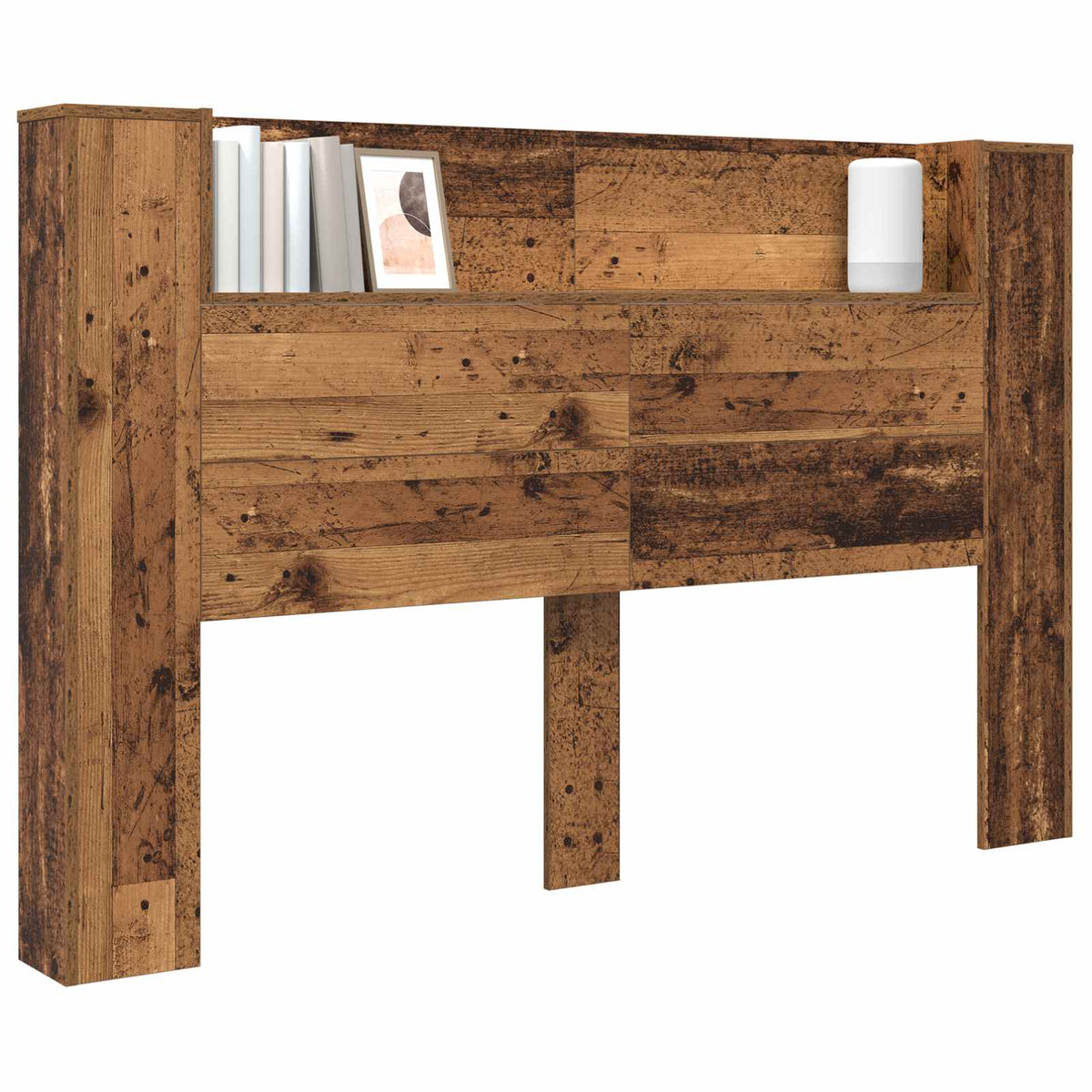 Stauraum Kopfteil mit LED Altholz 160 cm Holzwerkstoff