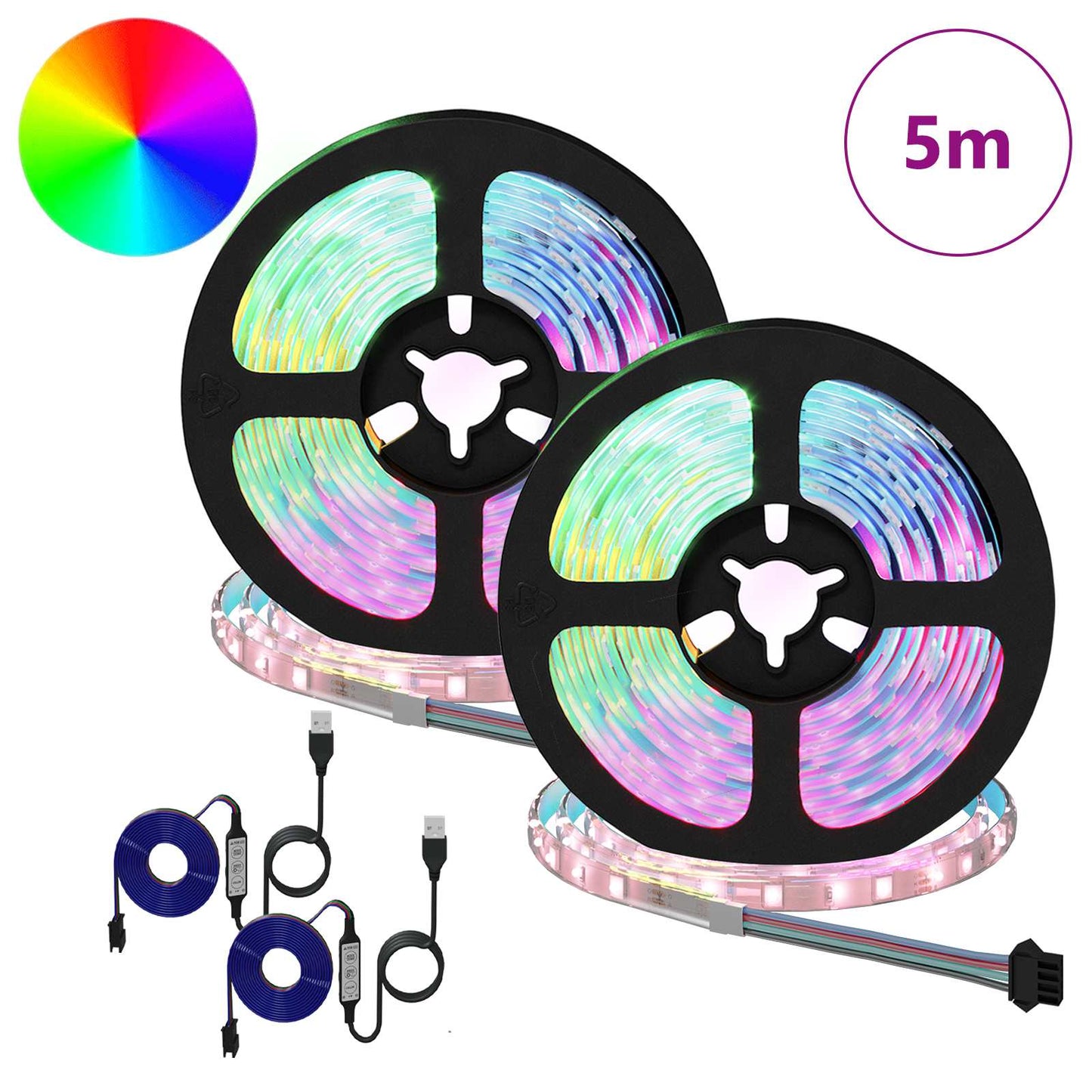 LED Streifen 2 pcs Schwarz und Transparent 2500 mm