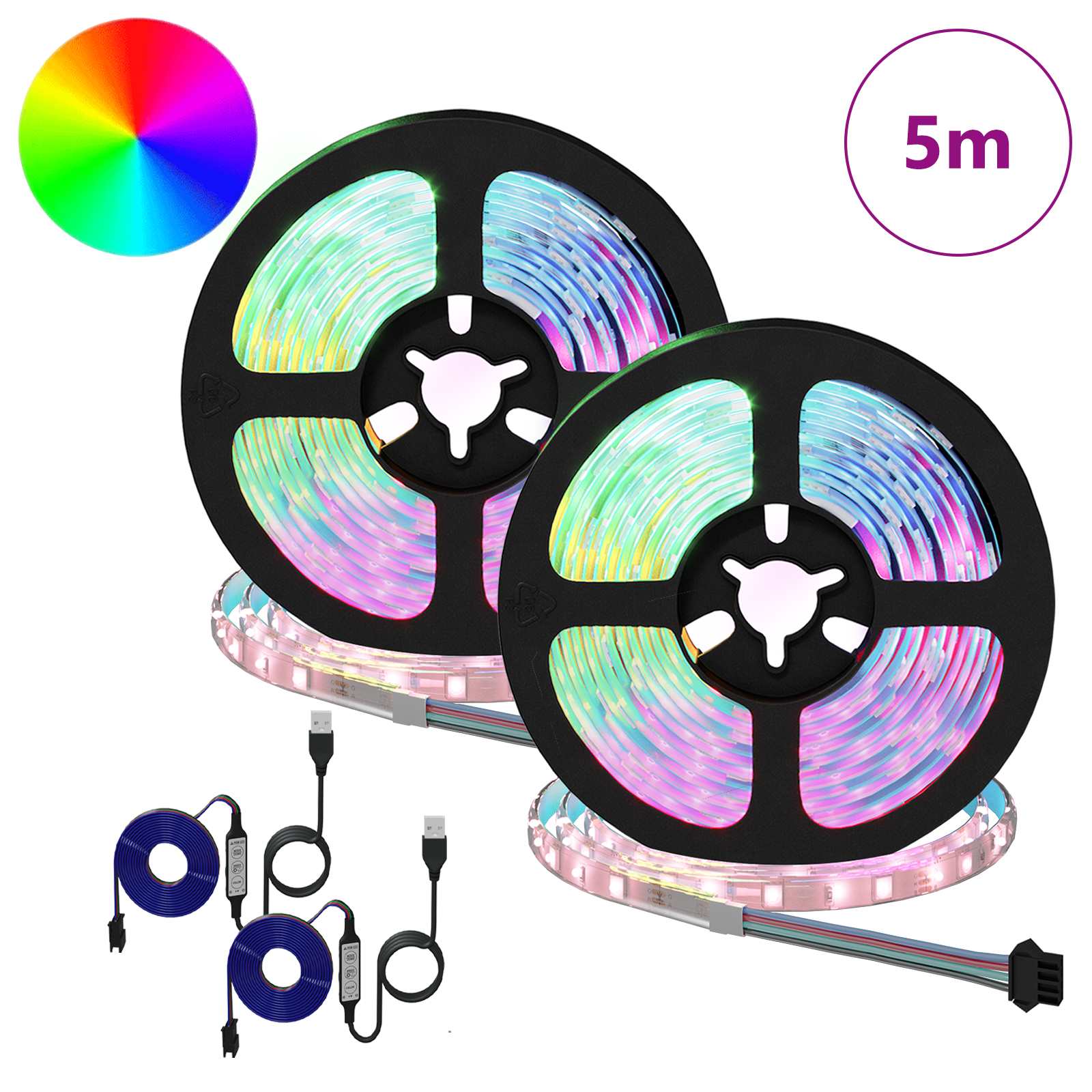 LED Streifen 2 pcs Schwarz und Transparent 2500 mm