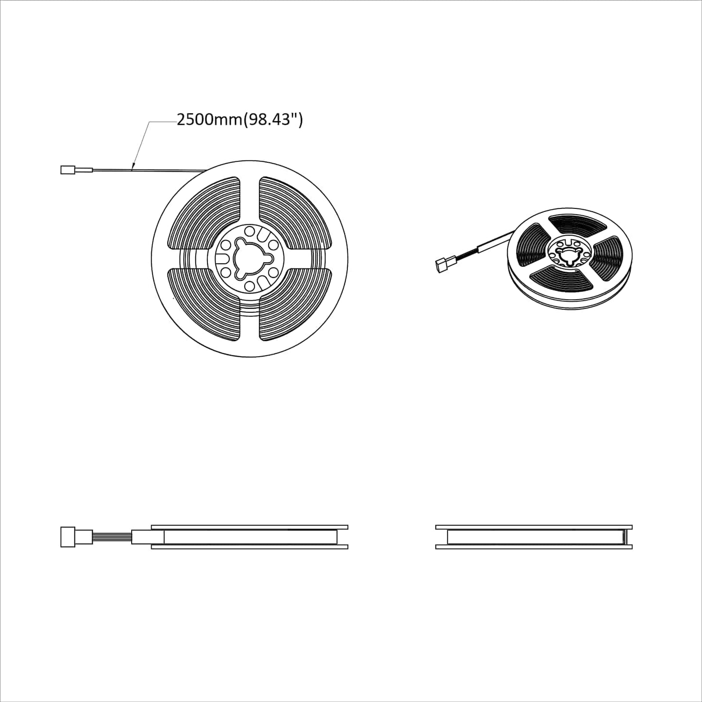 LED Streifen 12 pcs Schwarz und Transparent 2500 mm