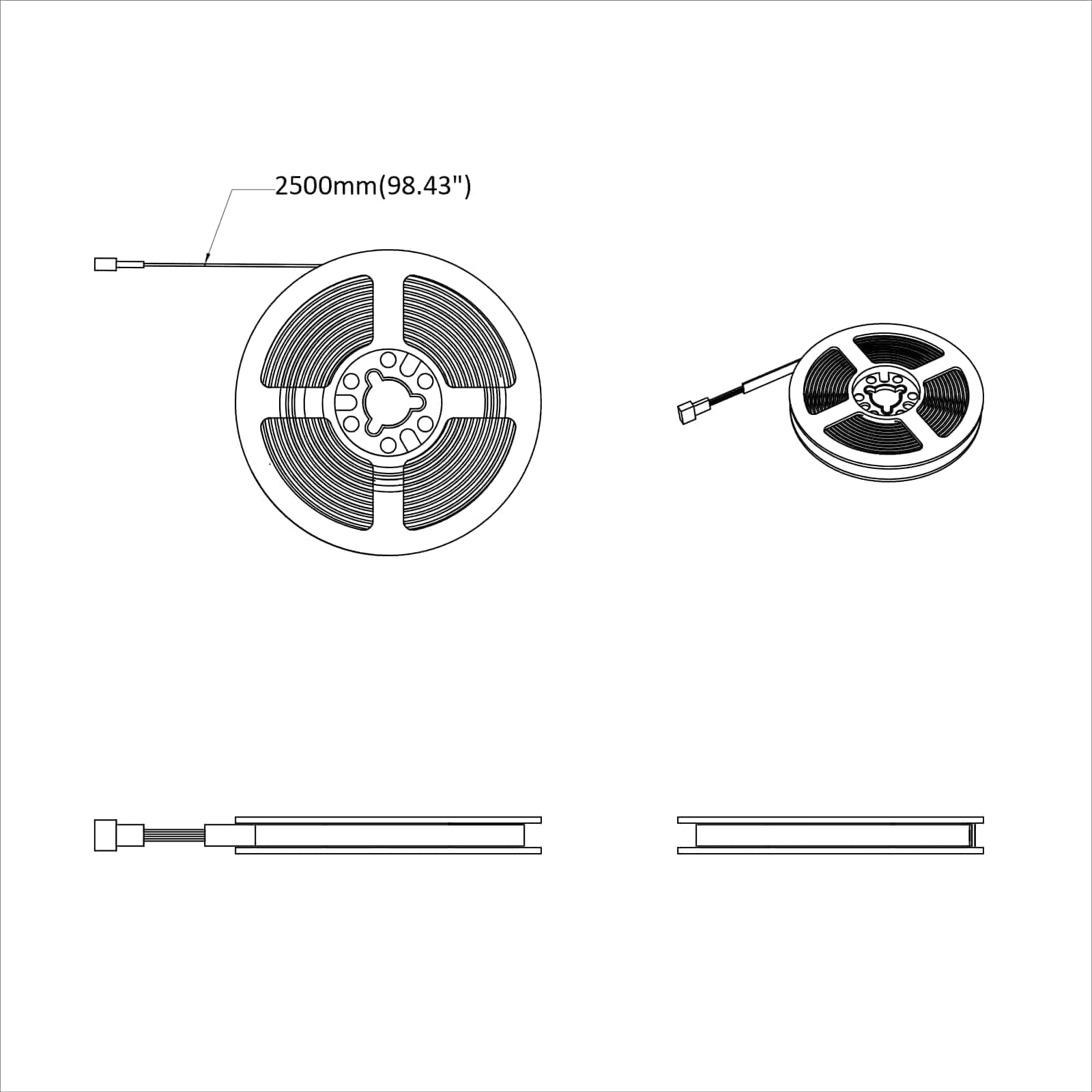 LED Streifen 12 pcs Schwarz und Transparent 2500 mm