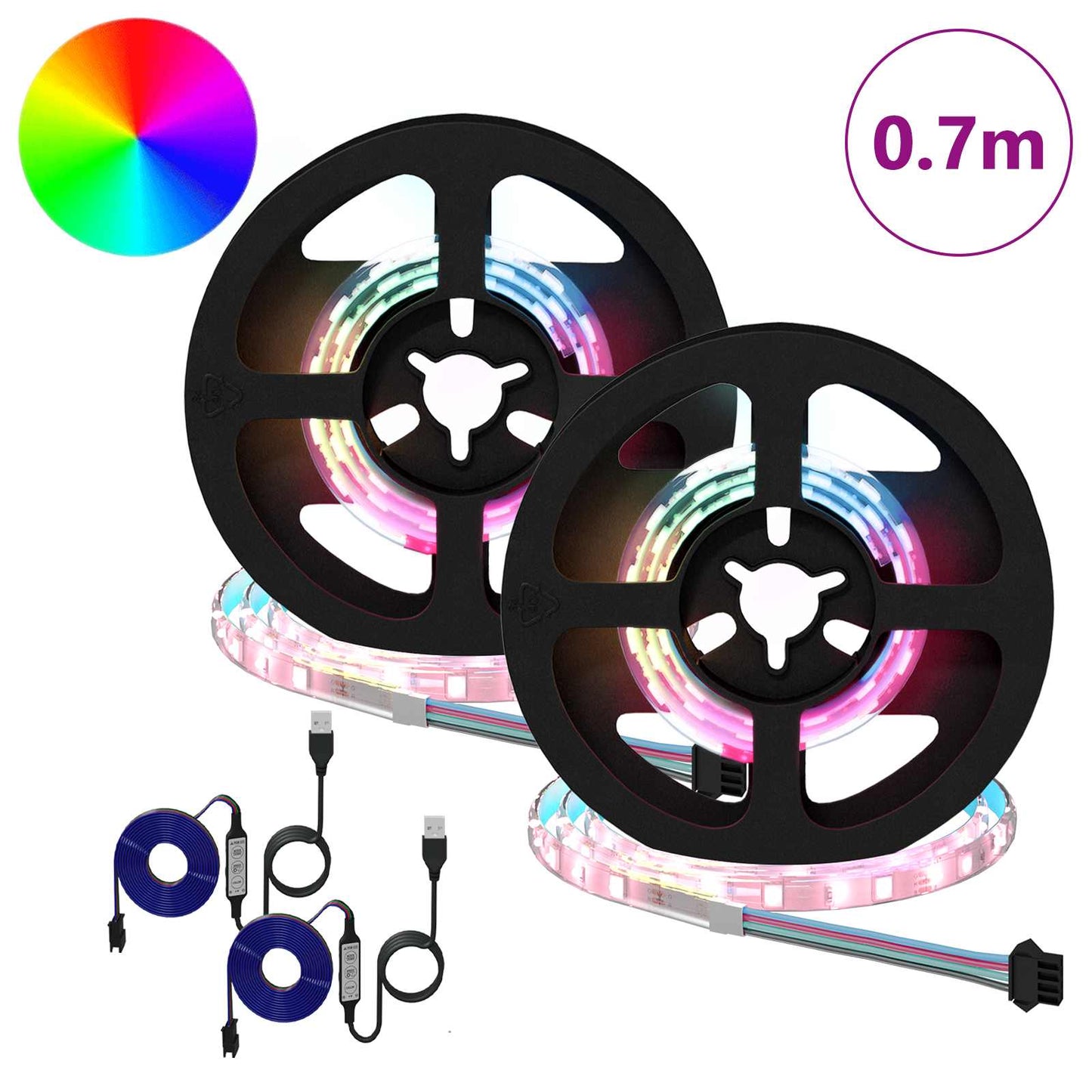 LED-Streifen 2 stk. Schwarz und Transparent