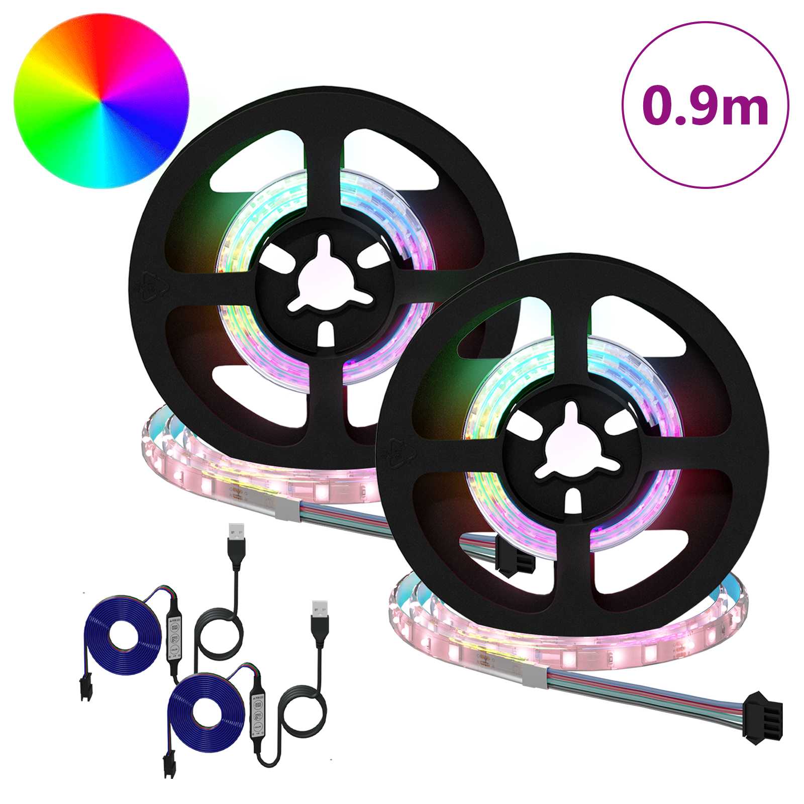 LED Streifen 2 pcs Schwarz und Transparent 450 mm