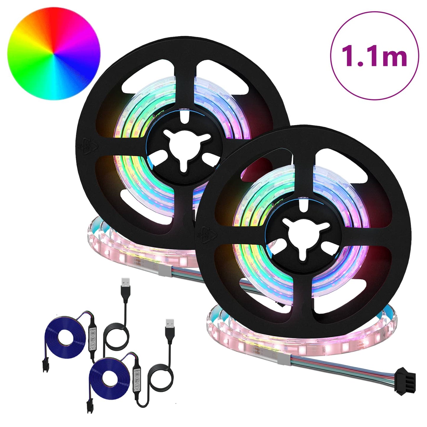 LED Streifen 2 pcs Schwarz und Transparent 550 mm