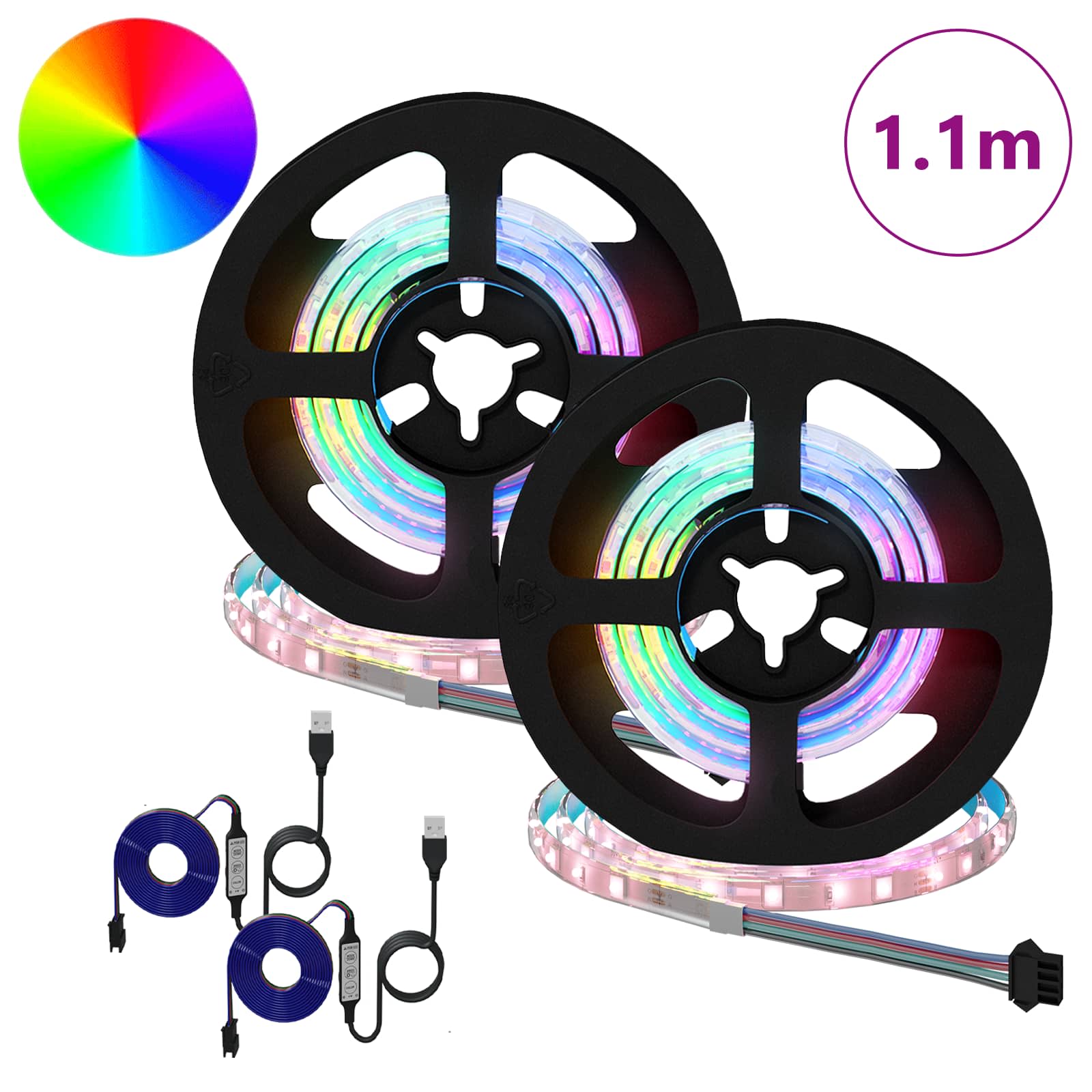LED Streifen 2 pcs Schwarz und Transparent 550 mm