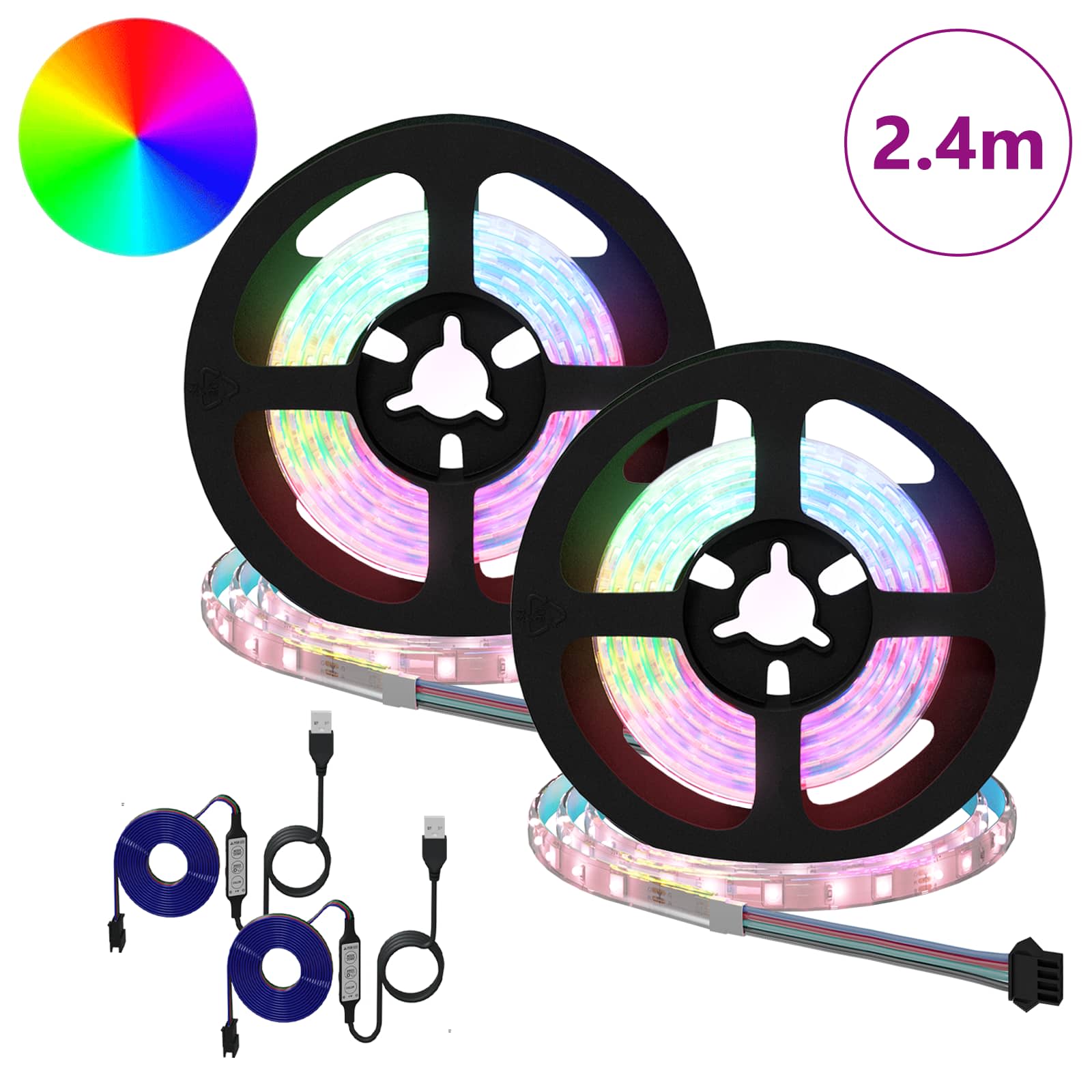 LED Streifen 2 pcs Schwarz und Transparent 1200 mm