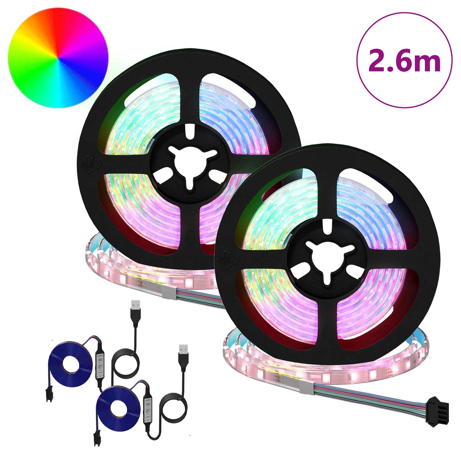 LED Streifen 2 pcs Schwarz und Transparent 1300 mm