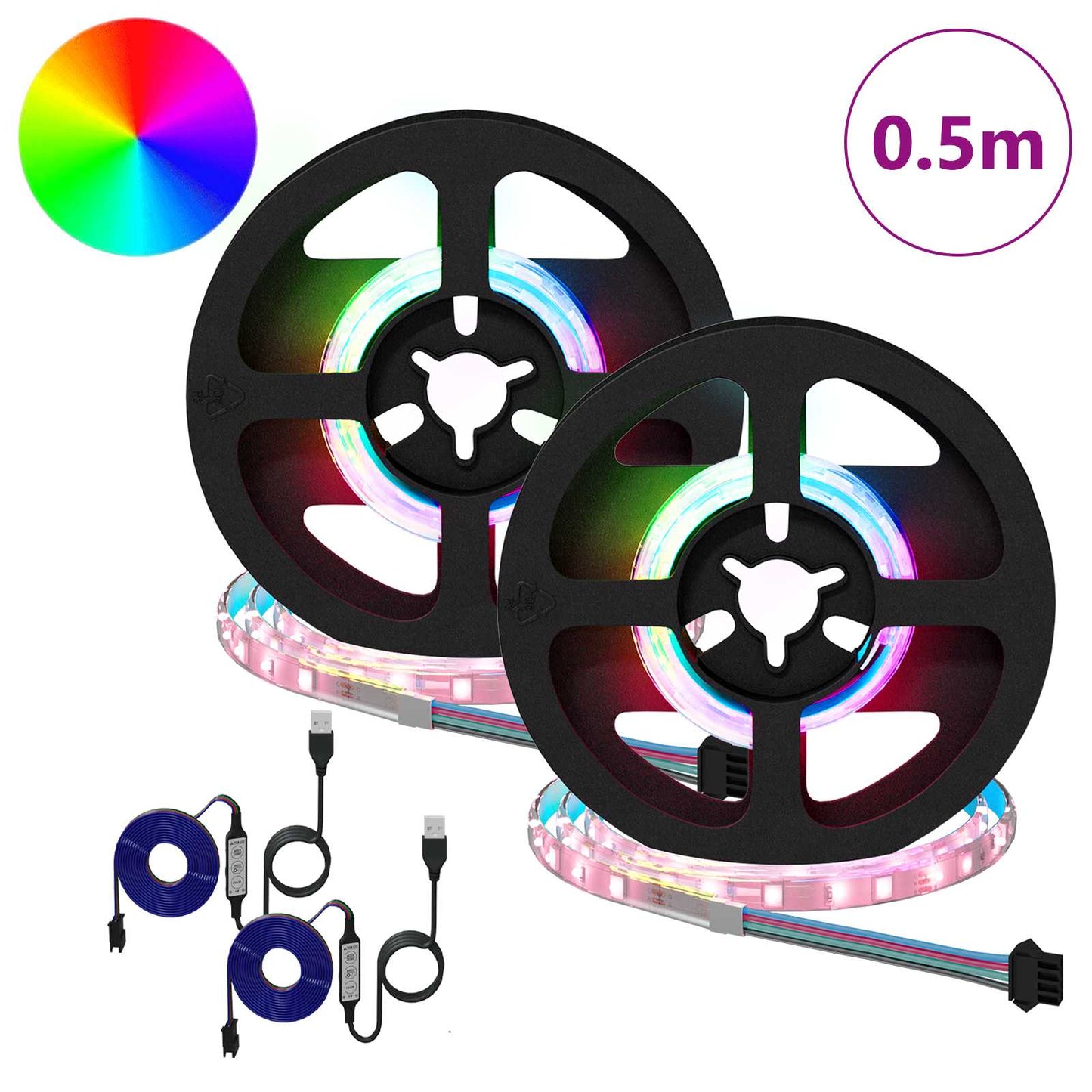 LED-Streifen 2 stk. Schwarz und Transparent