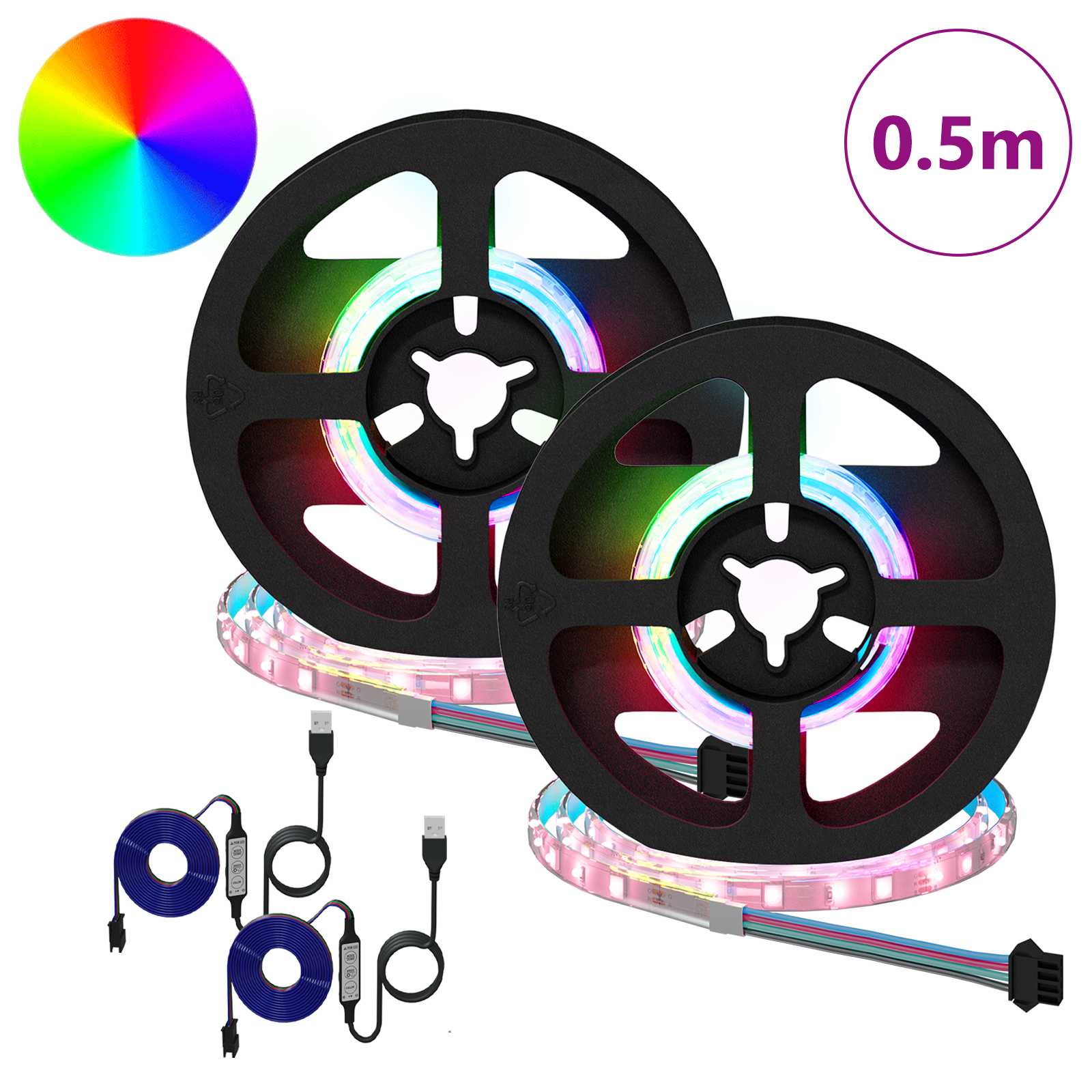 LED-Streifen 2 stk. Schwarz und Transparent