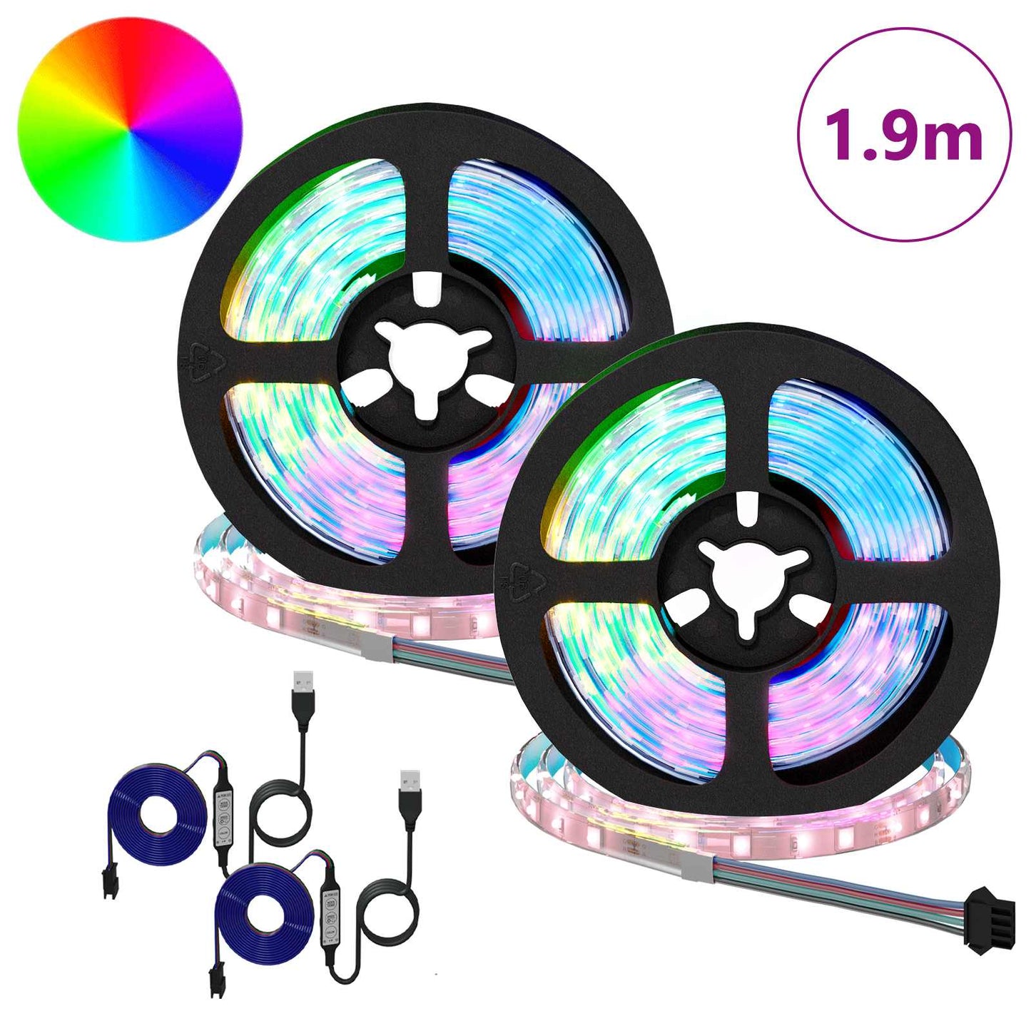 LED Streifen 2 pcs Schwarz und Transparent 950 mm