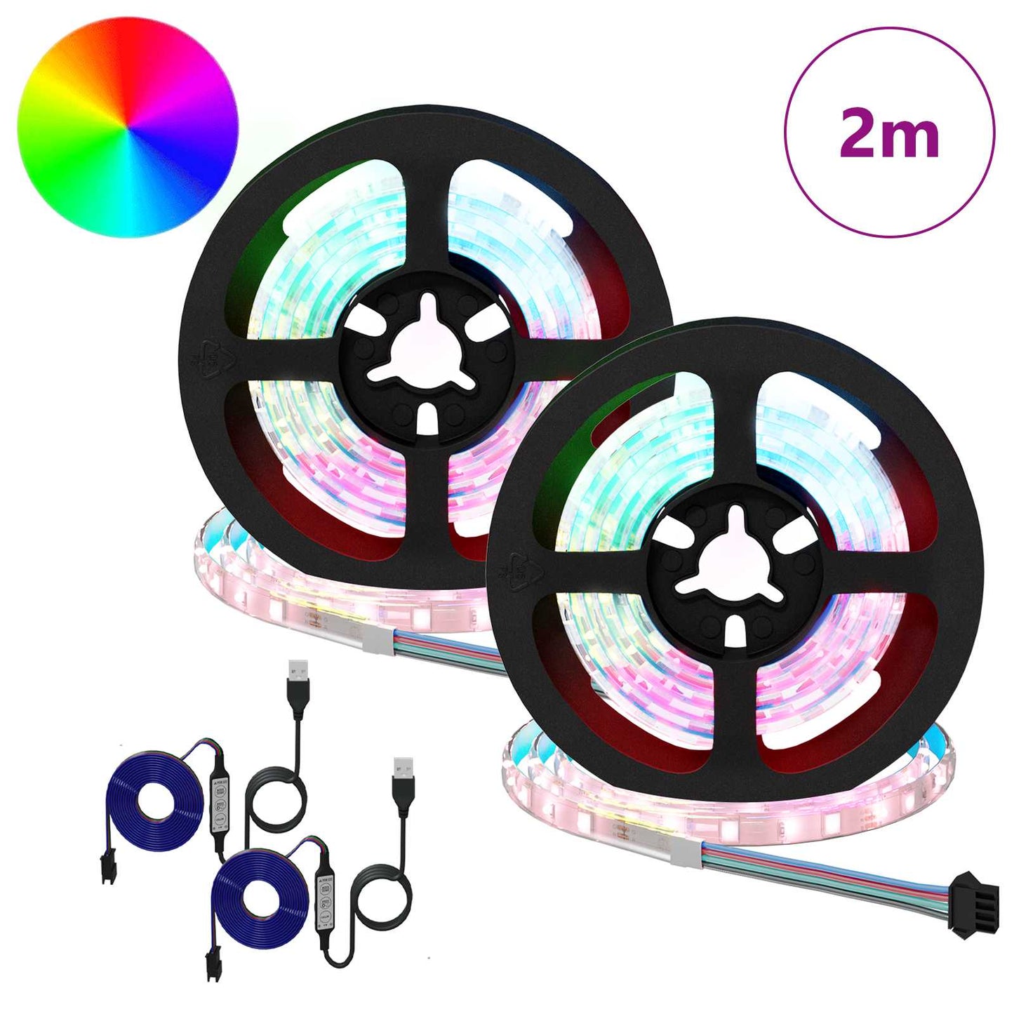 LED Streifen 2 pcs Schwarz und Transparent 1000 mm