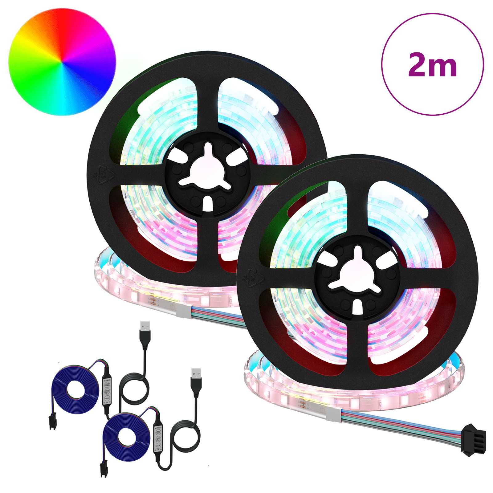 LED Streifen 2 pcs Schwarz und Transparent 1000 mm