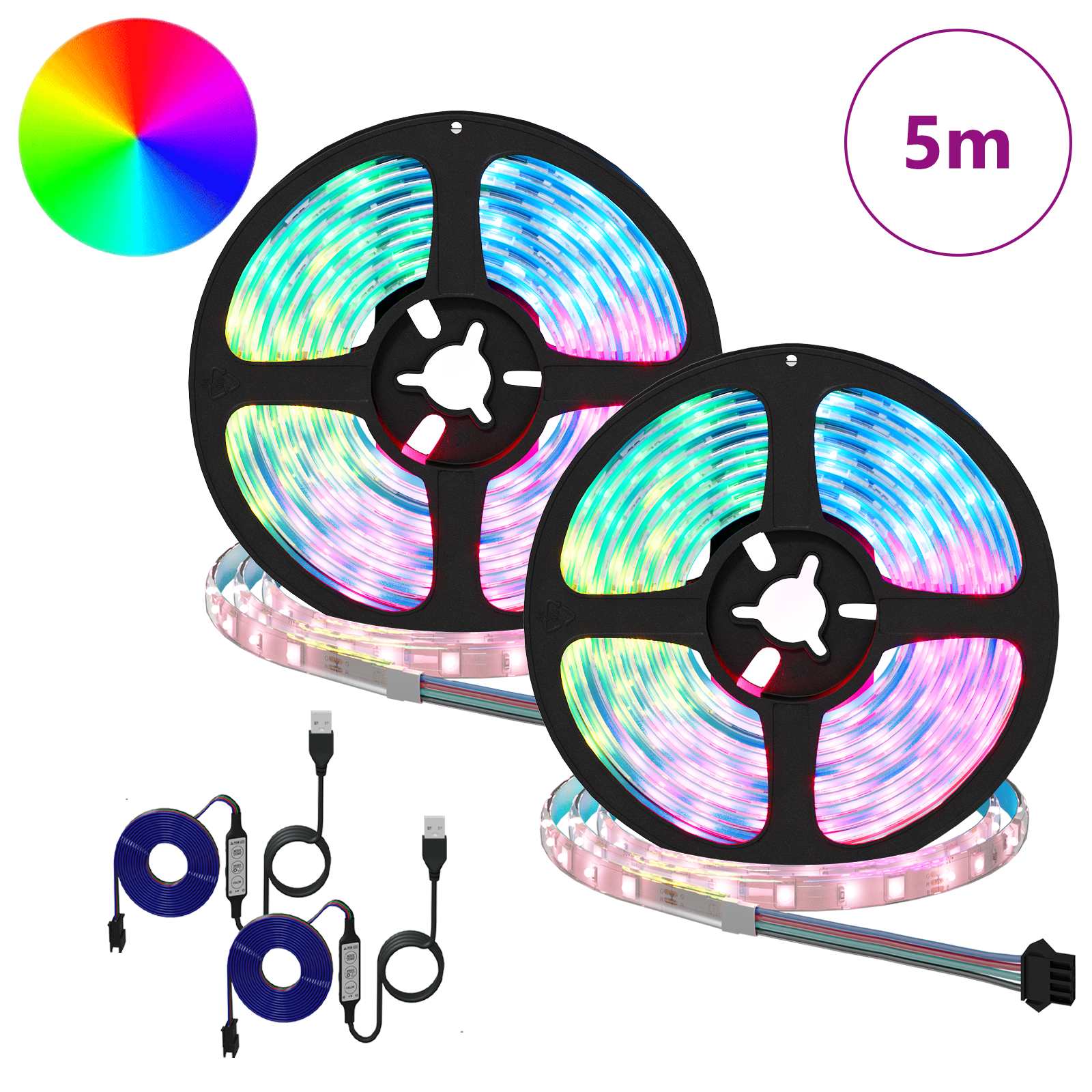LED Streifen 2 pcs Schwarz und Transparent 2500 mm