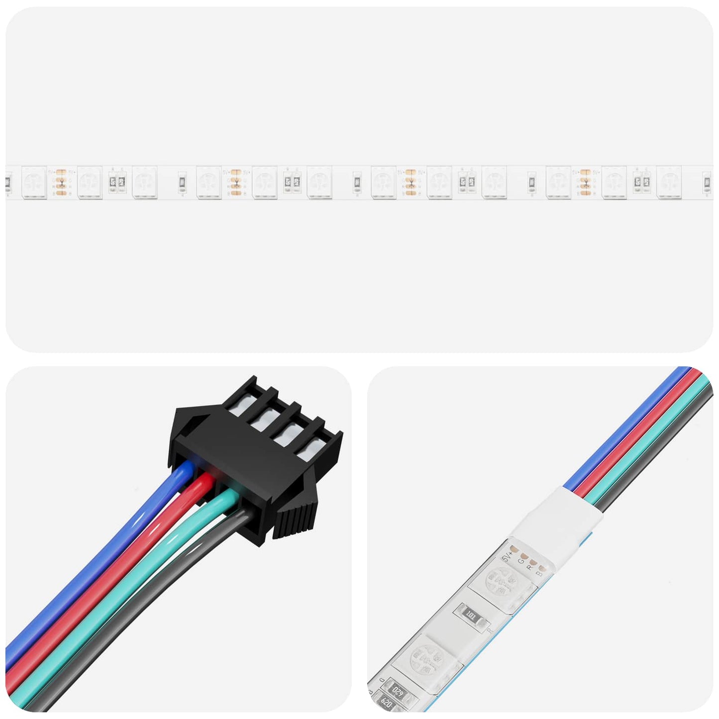 LED-Streifen 2 stk. Schwarz und Transparent