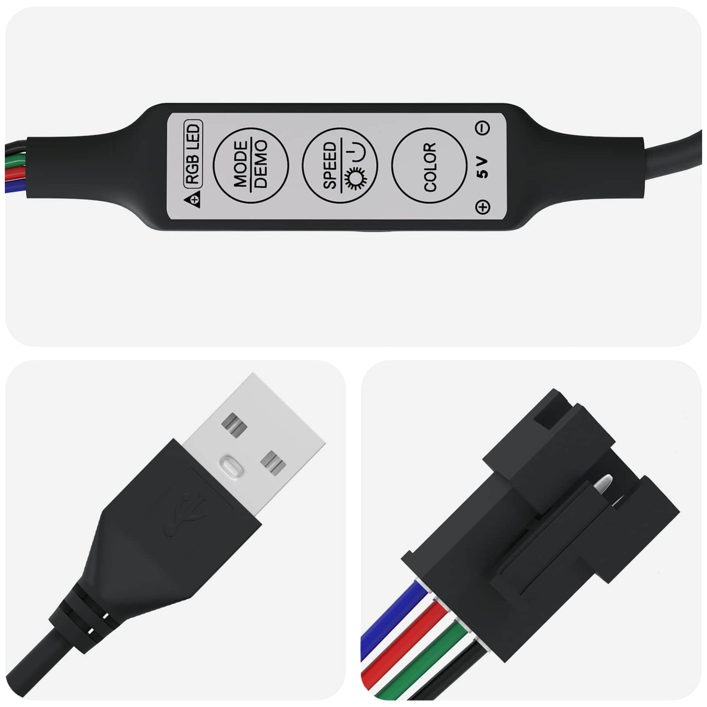 LED-Streifen 2 stk. Schwarz und Transparent