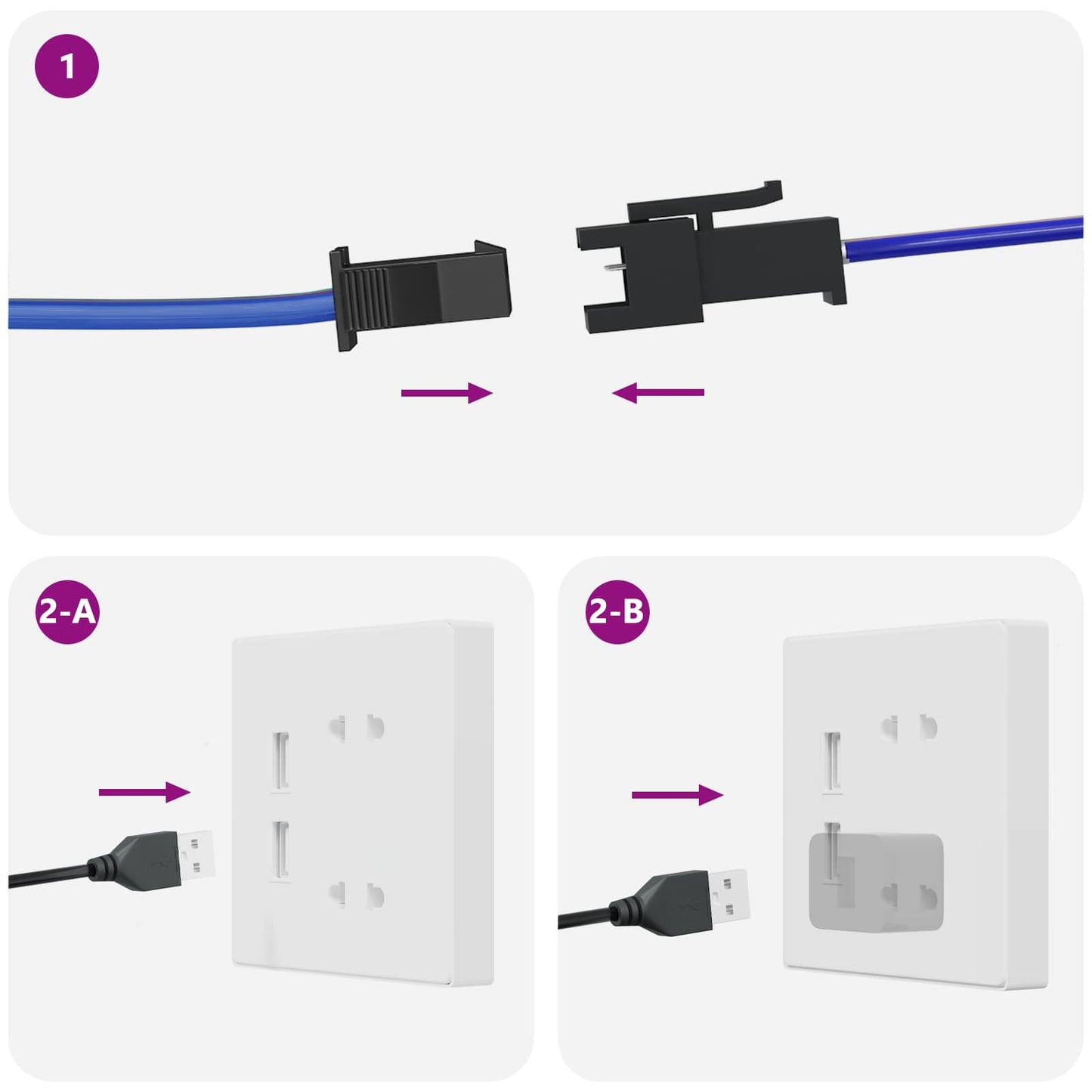 LED-Streifen 2 stk. Schwarz und Transparent