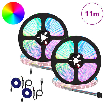 LED-Streifen 2 stk. Schwarz und Transparent