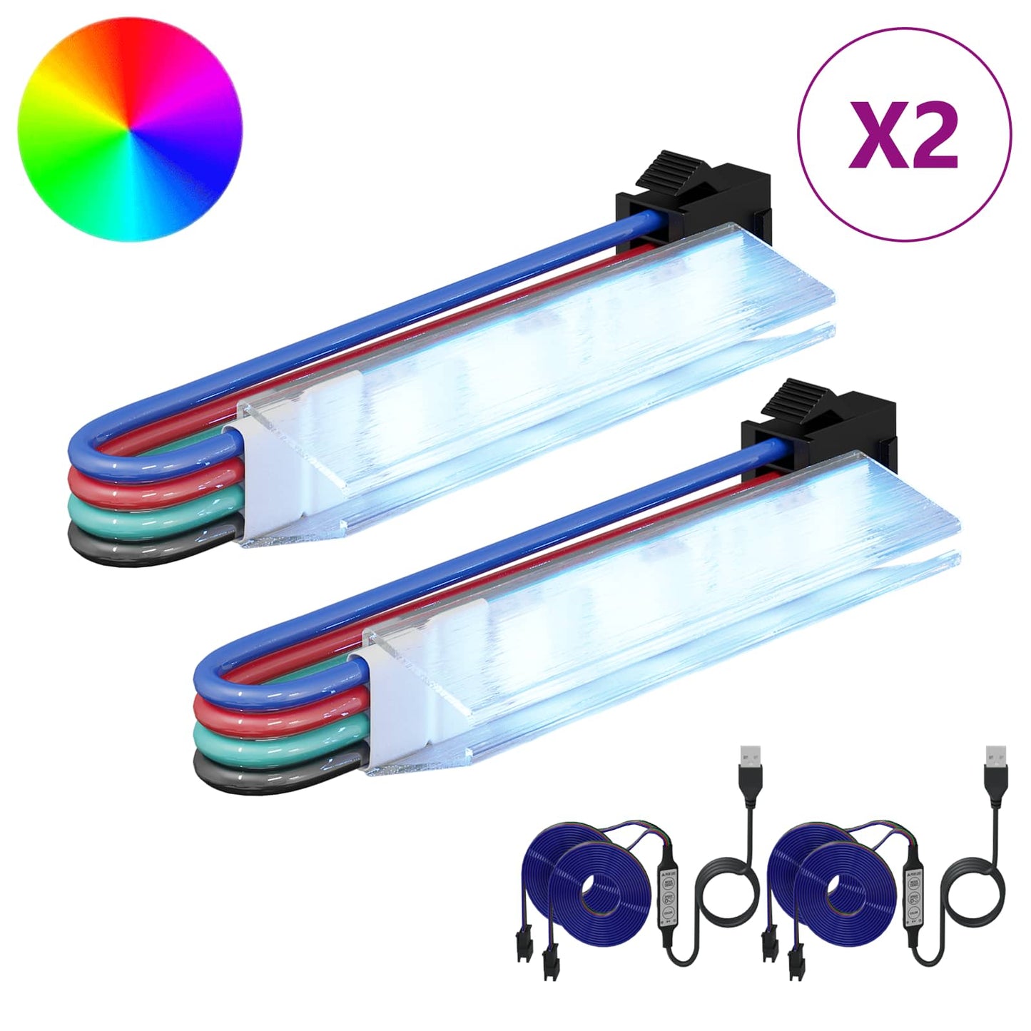 LED Streifen 2 pcs Schwarz und Mehrfarbig 1745 mm