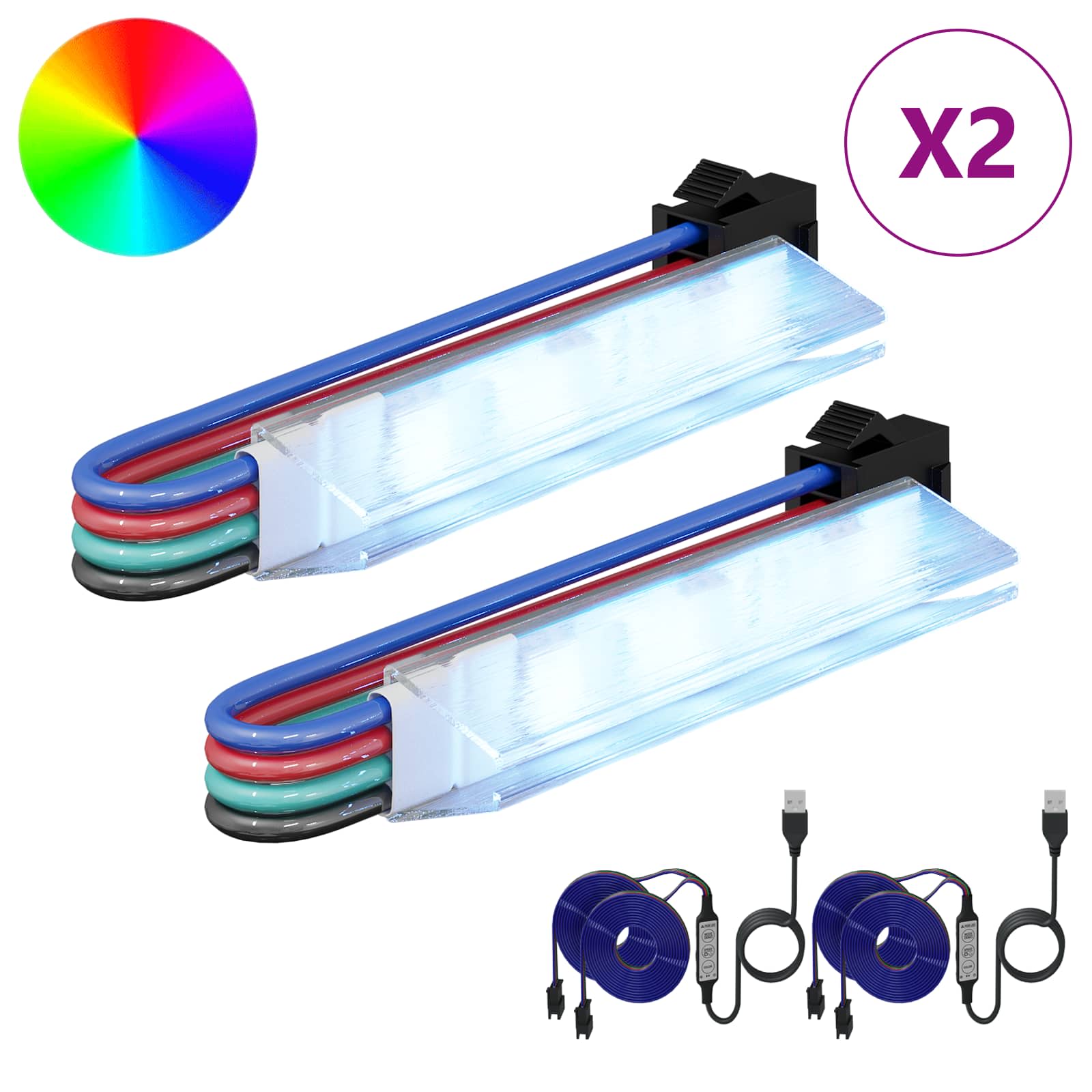 LED Streifen 2 pcs Schwarz und Mehrfarbig 1745 mm