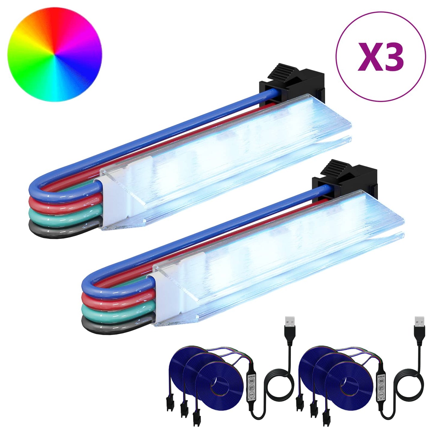 LED Streifen 2 pcs Schwarz und Mehrfarbig 1745 mm