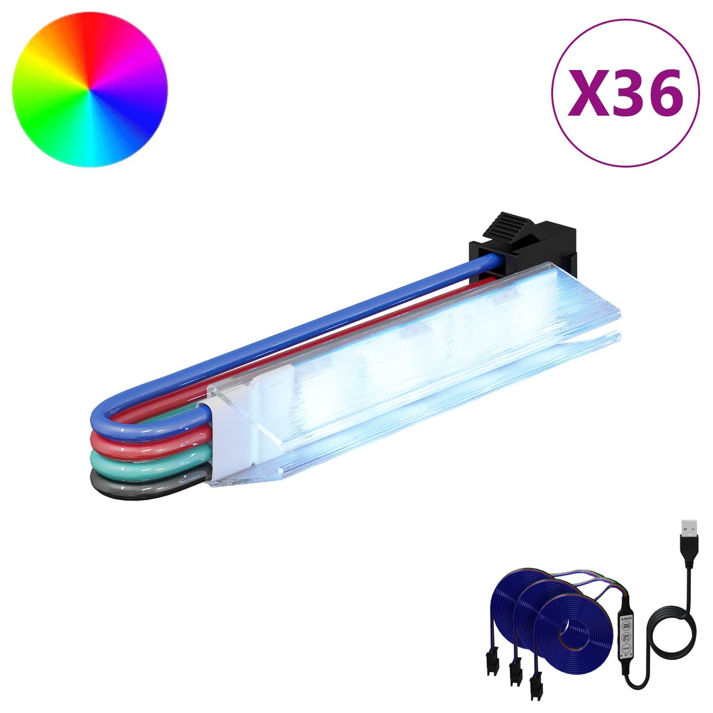 LED Streifen 12 pcs Schwarz und Mehrfarbig 1745 mm