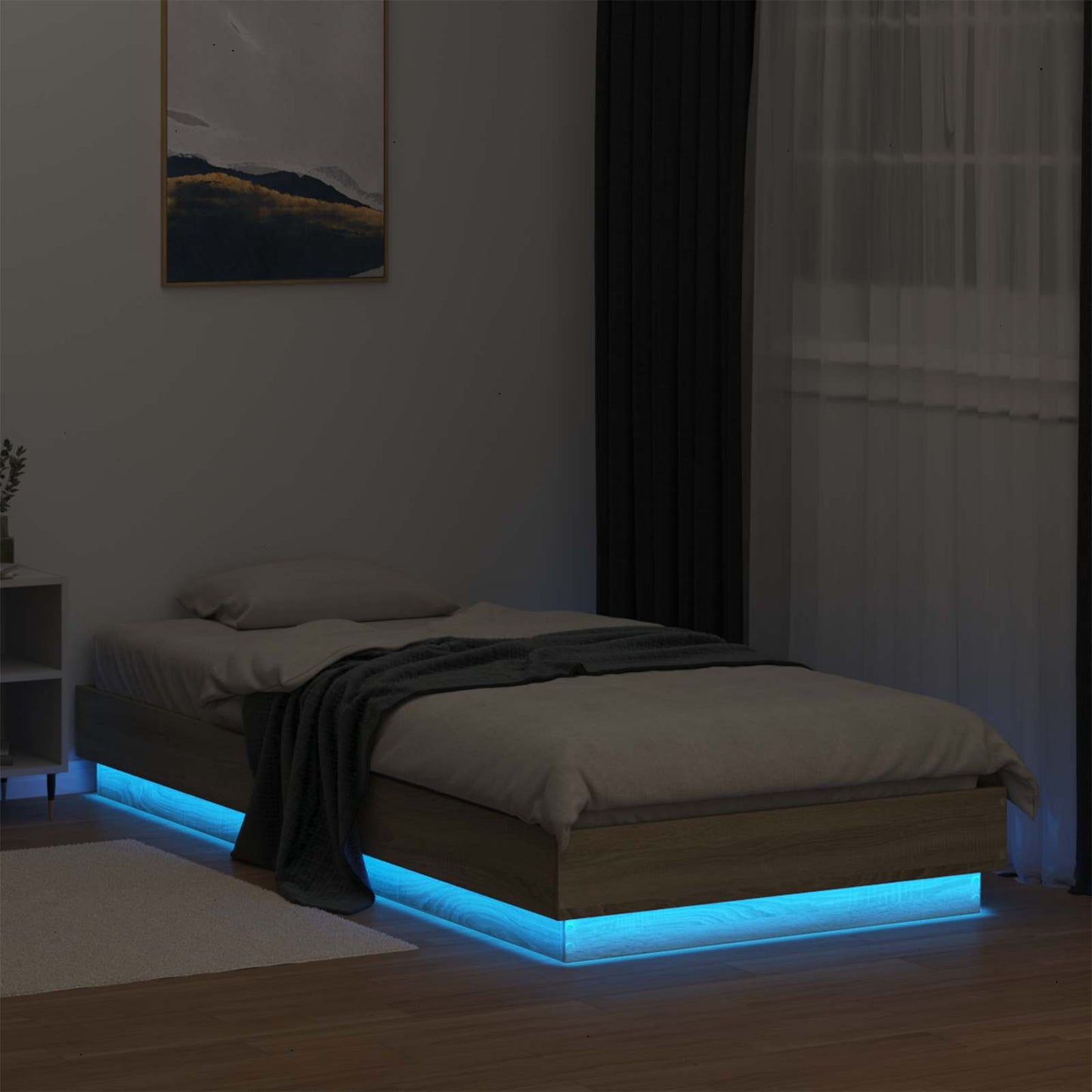 Bettgestell mit LED Sonoma-Eiche 80 x 200 cm Holzwerkstoff