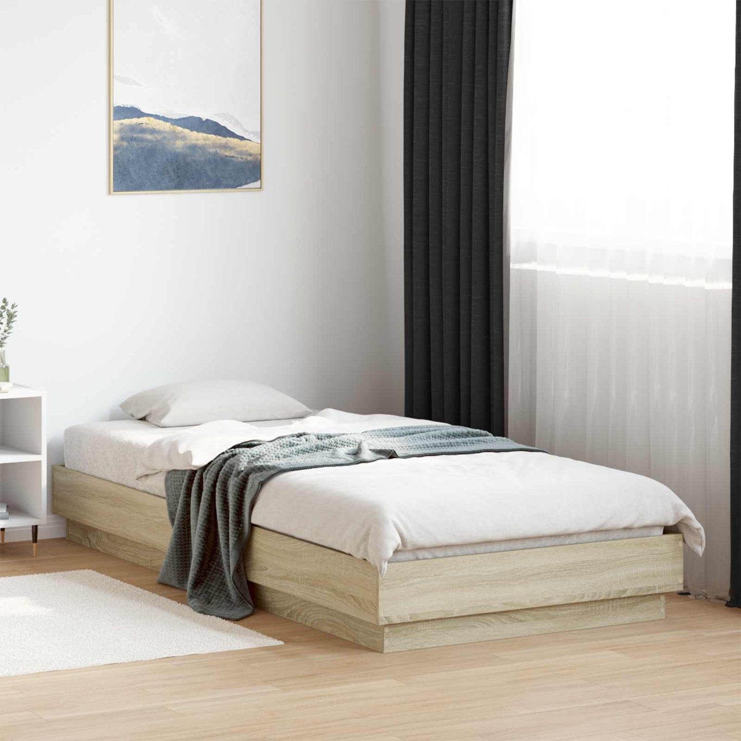 Bettgestell mit LED Sonoma-Eiche 80 x 200 cm Holzwerkstoff