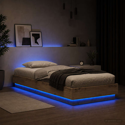 Bettgestell mit LED Artisan-Eiche 80 x 200 cm Holzwerkstoff