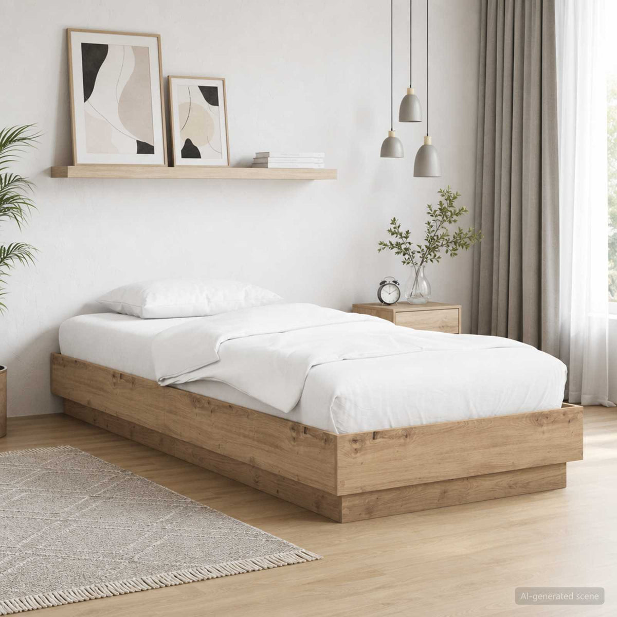Bettgestell mit LED Artisan-Eiche 80 x 200 cm Holzwerkstoff