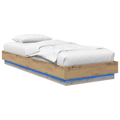 Bettgestell mit LED Artisan-Eiche 80 x 200 cm Holzwerkstoff