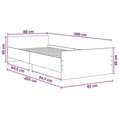 Bettrahmen Artisan-Eiche 80 x 200 cm Holzwerkstoff