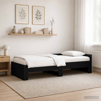 Bettgestell mit Kopfteil Schwarz Eichen-Optik 80 x 200 cm