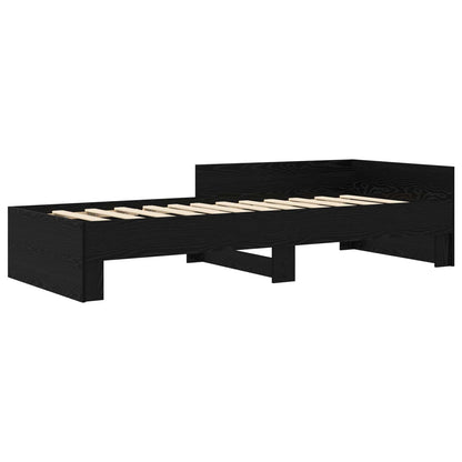 Bettgestell mit Kopfteil Schwarz Eichen-Optik 80 x 200 cm