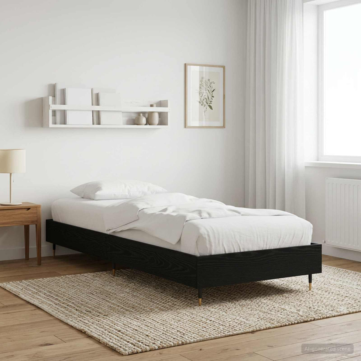 Bettrahmen Schwarz Eichen-Optik 80 x 200 cm Holzwerkstoff