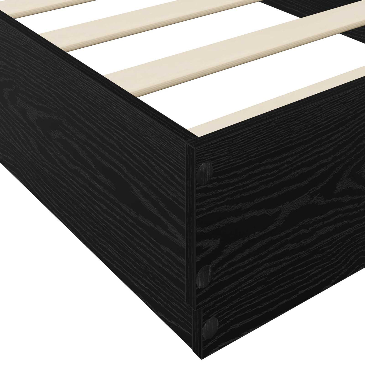 Bodenbettgestell Schwarz Eichen-Optik 80 x 200 cm Holzwerkstoff