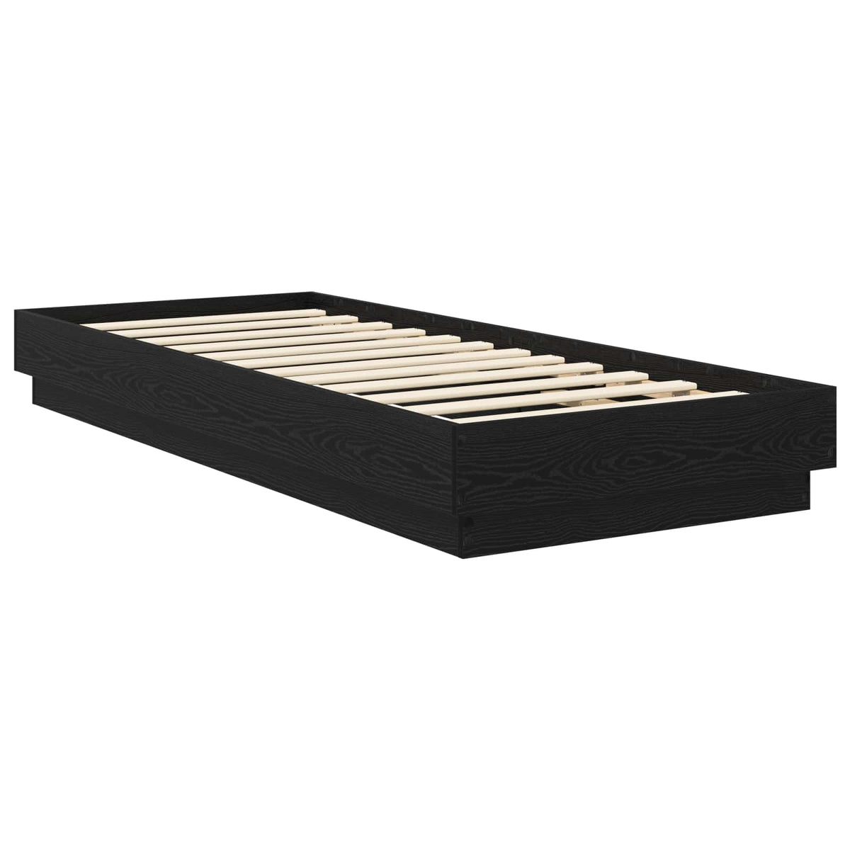Bodenbettgestell Schwarz Eichen-Optik 80 x 200 cm Holzwerkstoff