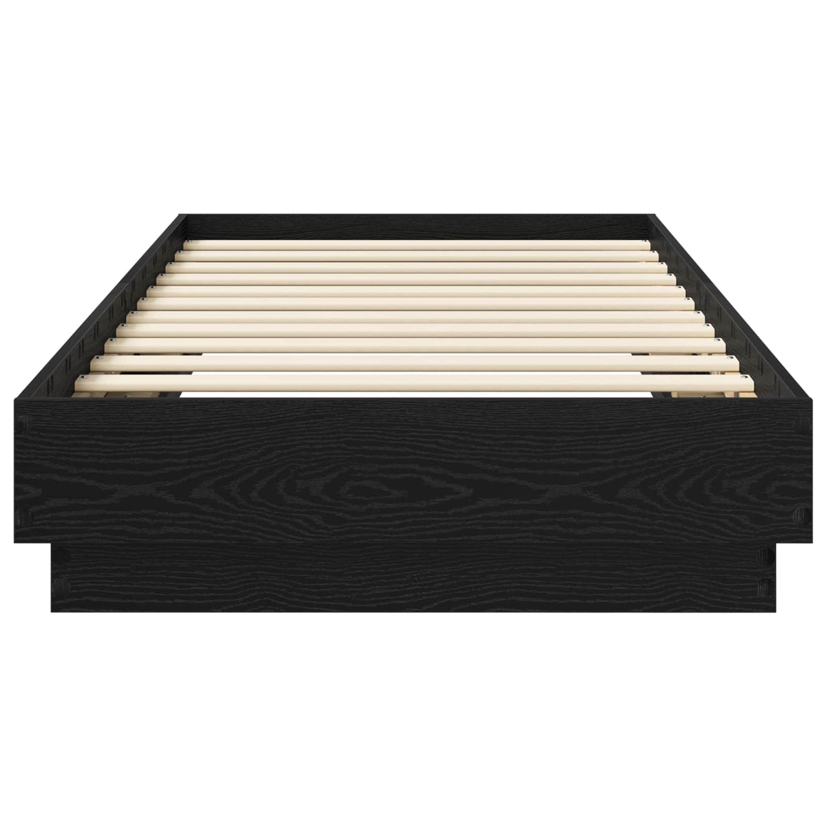 Bodenbettgestell Schwarz Eichen-Optik 80 x 200 cm Holzwerkstoff