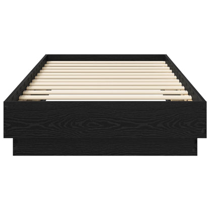 Bodenbettgestell Schwarz Eichen-Optik 80 x 200 cm Holzwerkstoff
