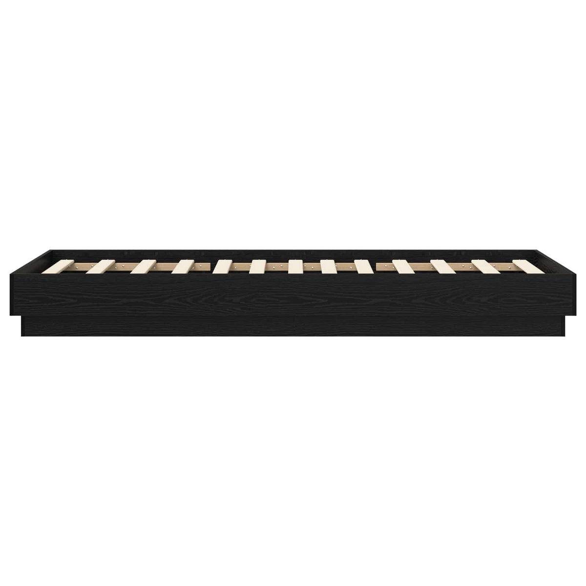 Bodenbettgestell Schwarz Eichen-Optik 80 x 200 cm Holzwerkstoff