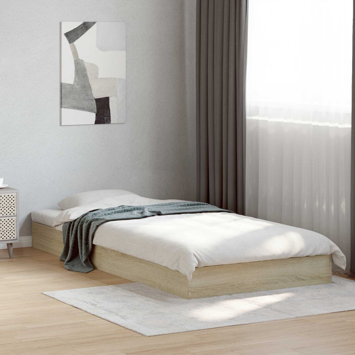 Bodenbettgestell Sonoma-Eiche 80 x 200 cm Holzwerkstoff