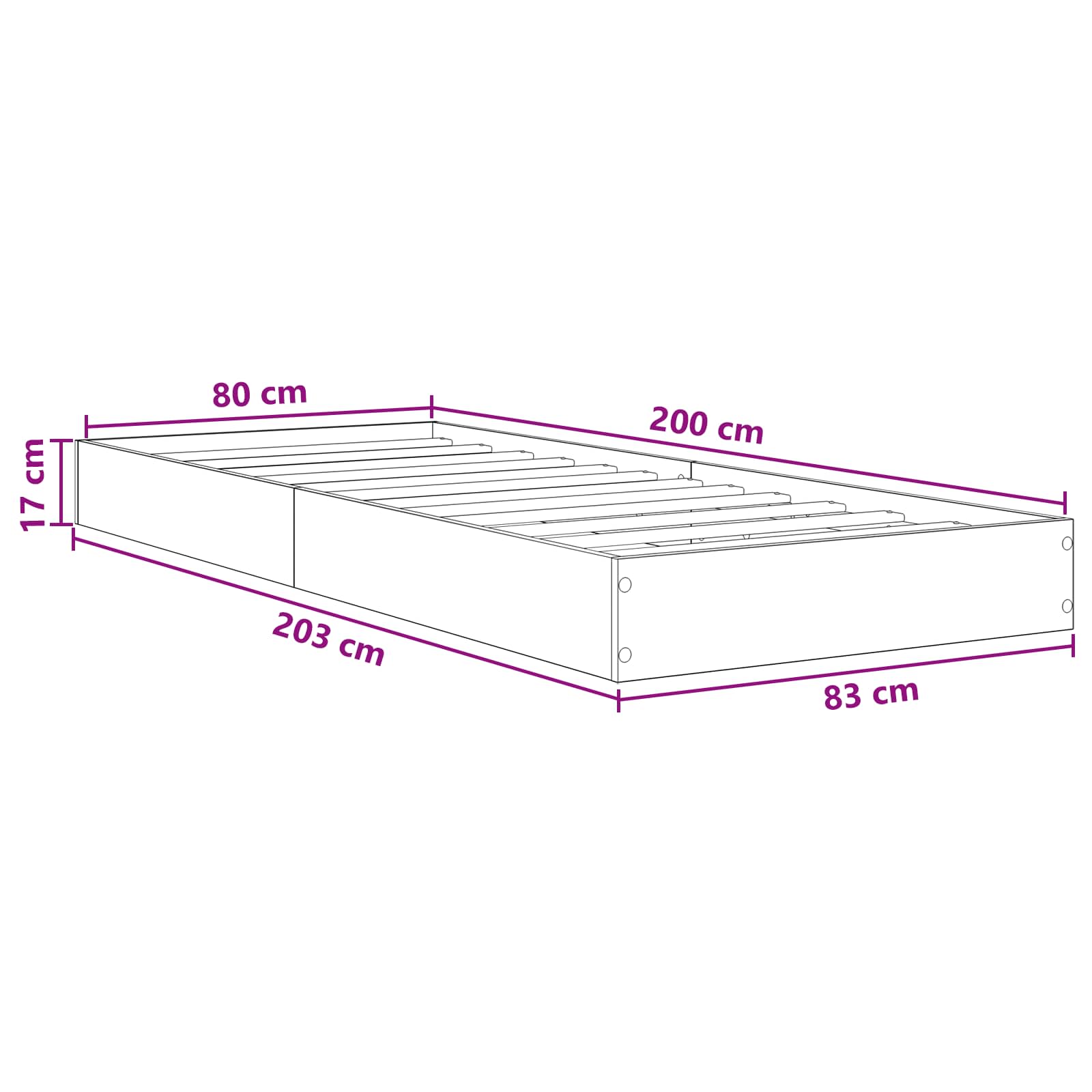 Bodenbettgestell Sonoma-Eiche 80 x 200 cm Holzwerkstoff