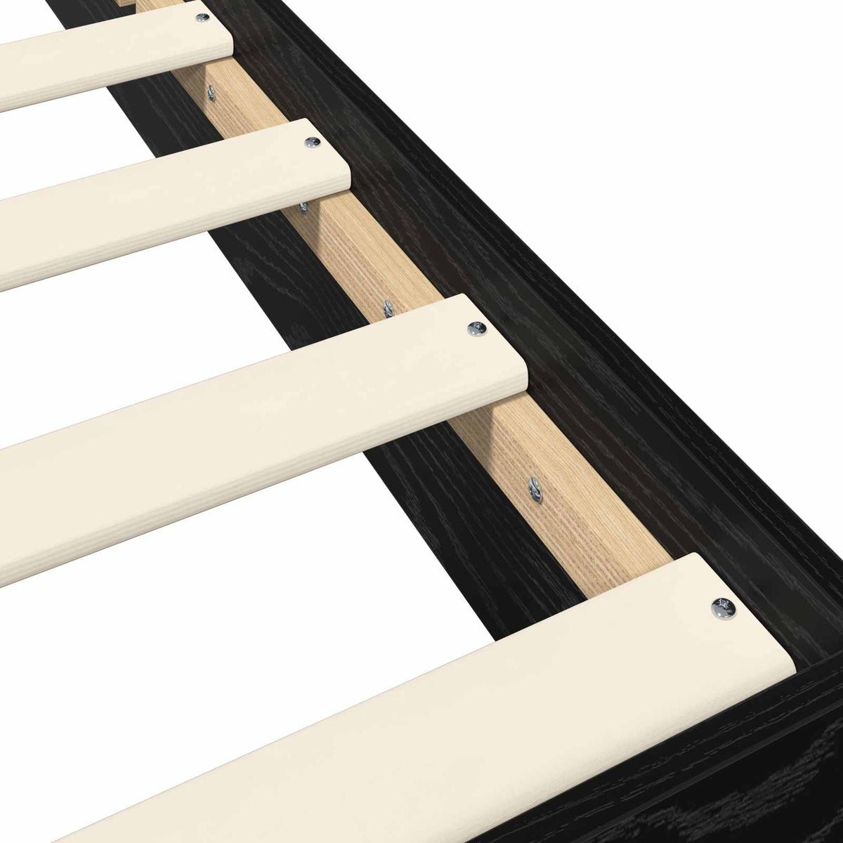Bodenbettgestell Schwarz Eichen-Optik 80 x 200 cm Holzwerkstoff