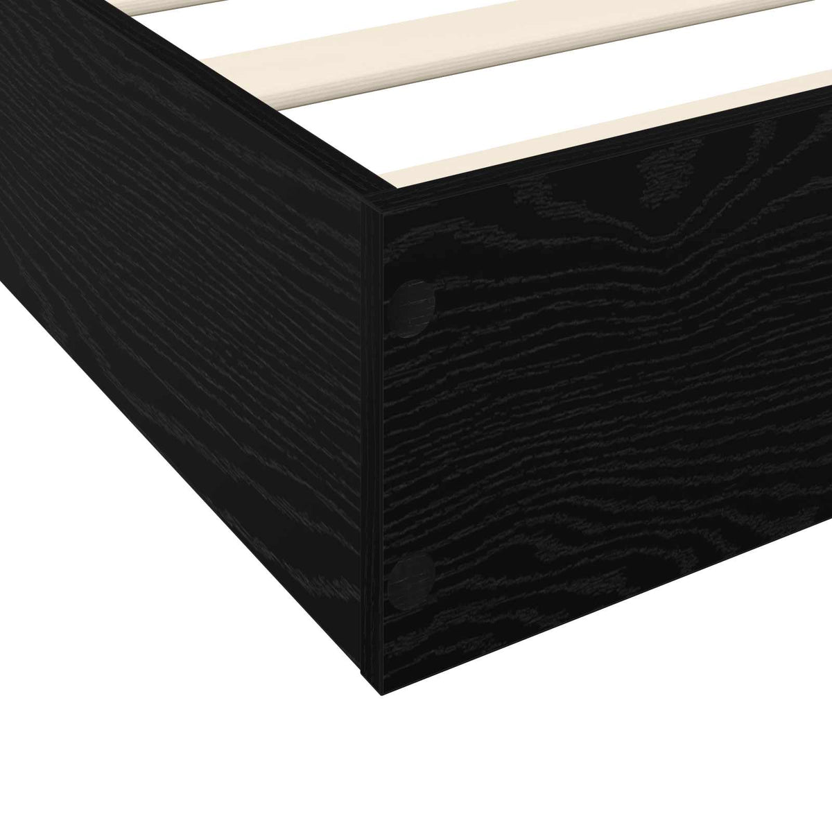Bodenbettgestell Schwarz Eichen-Optik 80 x 200 cm Holzwerkstoff