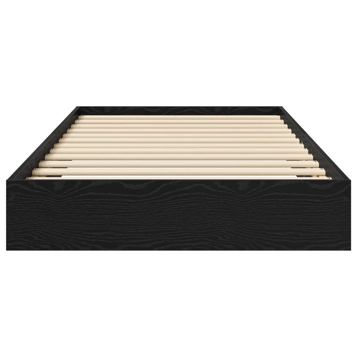 Bodenbettgestell Schwarz Eichen-Optik 80 x 200 cm Holzwerkstoff