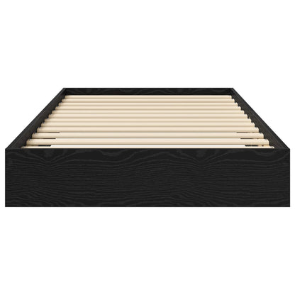 Bodenbettgestell Schwarz Eichen-Optik 80 x 200 cm Holzwerkstoff